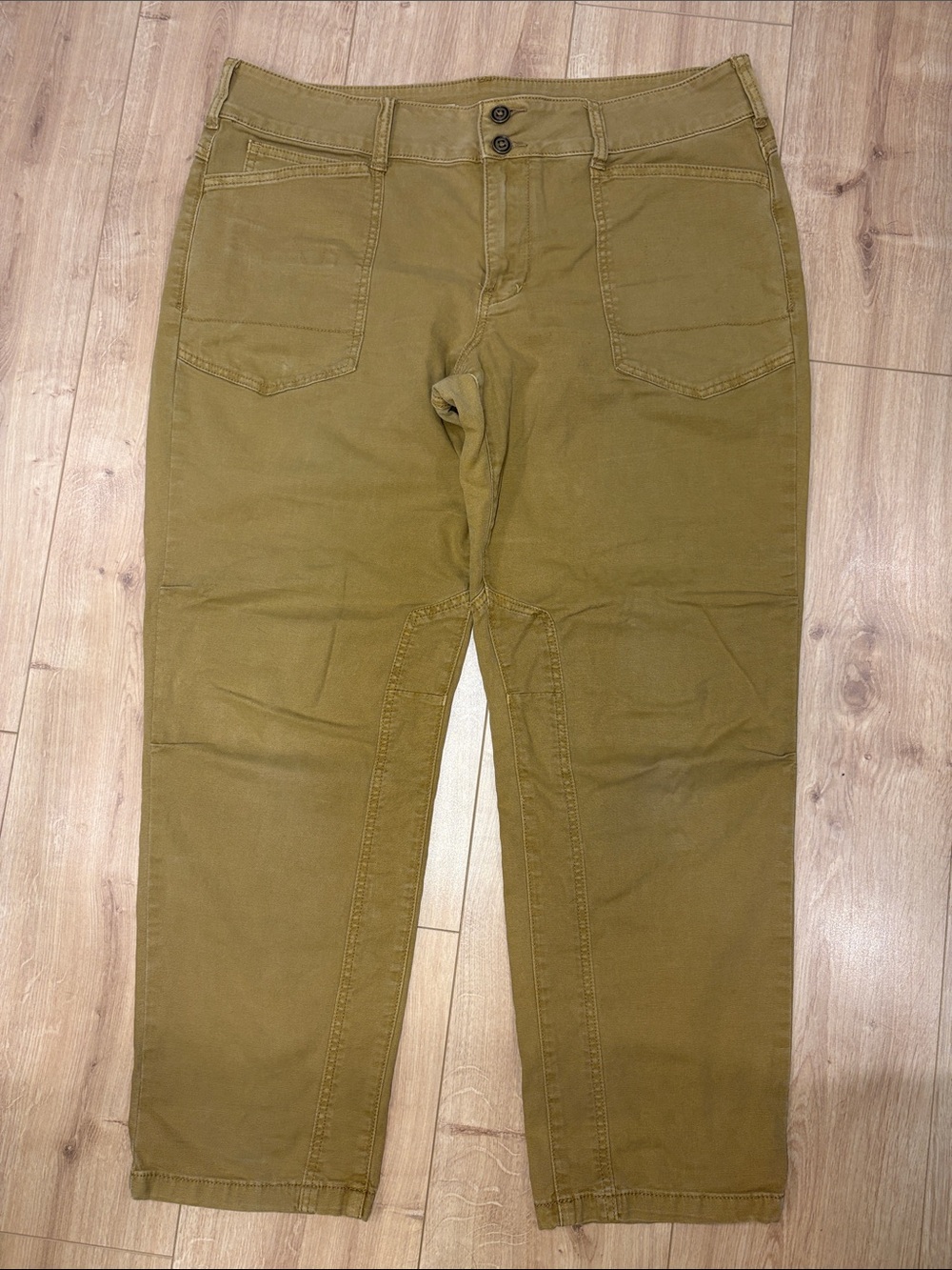 Pilcro Olive Green Canvas Pants - Straight Cut Leg